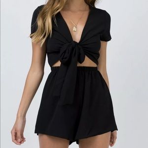 Princess Polly romper tie front black small